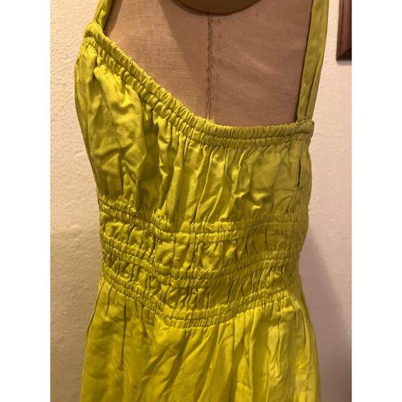 Topshop Channeled Mini Dress in Chartreuse NWT Size 12 - Picture 7 of 11